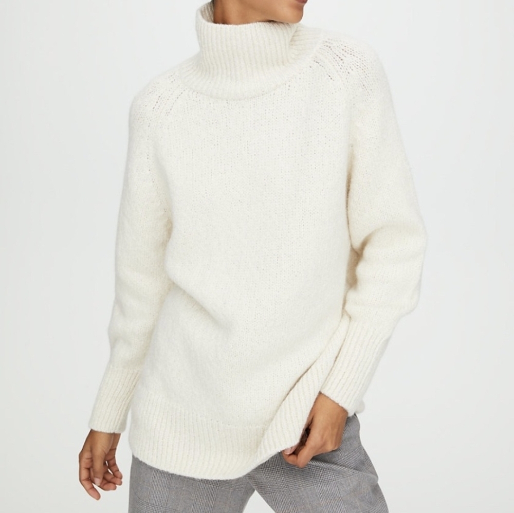 ARITZIA BABATON Day Off Turtleneck Sweater Alpaca Wool White XS